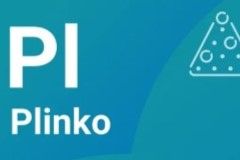 Arte oficial del juego instantáneo Plinko de Spribe, con bolita cayendo por un tablero de clavijas